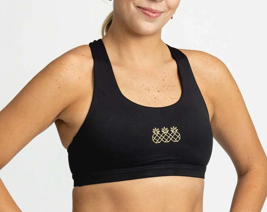 Tres Piñas | Women's Criss Cross Sports Bra | Oro negro