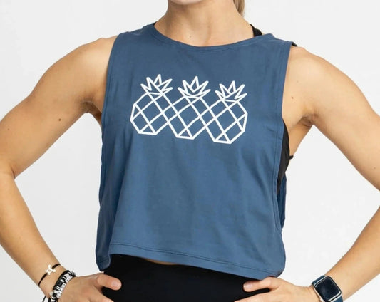 Tres Piñas | Women's Muscle Tank Crop | Cobalt